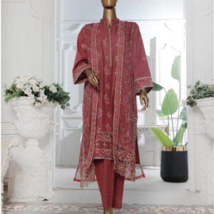 Bin Saeed | Stitched Embroidered Lawn With Gown In Sale