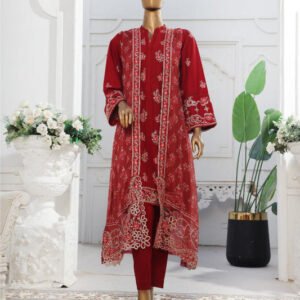 Bin Saeed | Stitched Embroidered Lawn With Gown In Sale