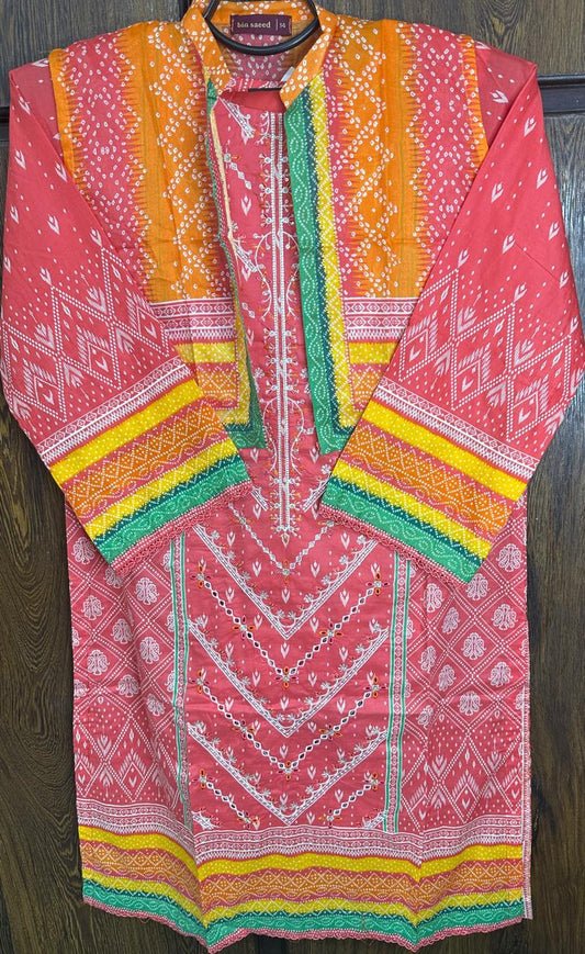 Bin Saeed | Stitched Embroidered with Coat 3pc Collection