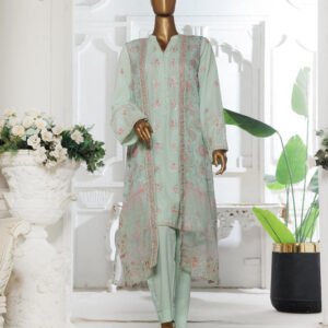 Bin Saeed | Stitched Embroidered Lawn With Gown In Sale