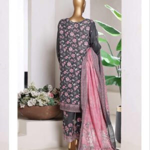 BIN SAEED | Stitch 3 Pc Printed Khaddar With [Flapper Trouser]